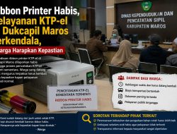Ribbon Printer Habis, Pelayanan KTP-el di Dukcapil Maros Terkendala