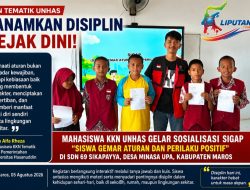 Mahasiswa KKN Unhas Tanamkan Karakter Disiplin Lewat Program SIGAP di SDN 69 Sikapayya