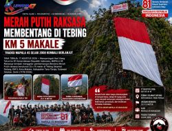Merah Putih Raksasa Membentang di Tebing KM 5 Makale, Tradisi MAPALA 45 Sejak 2008 Kembali Berlanjut