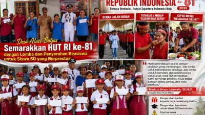 Desa Alusi Batjas Semarakan HUT RI ke – 81 Dengan Lomba Dan Penyerahan Beasiswa Untuk Siswa SD Yang Berprestasi
