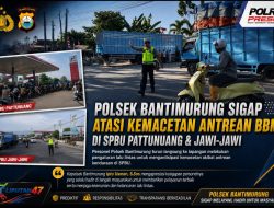 Personel Polsek Bantimurung Sigap Atasi Kemacetan Antrean BBM di SPBU Pattunuang dan Jawi-Jawi
