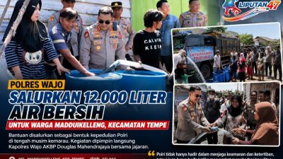 Polres Wajo Salurkan 12.000 Liter Air Bersih untuk Warga Maddukkelleng
