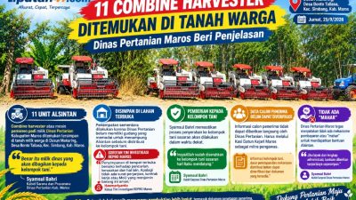 11 Combine Harvester Ditemukan di Tanah Warga, Dinas Pertanian Maros Beri Penjelasan