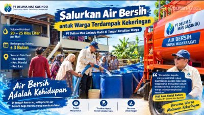 PT Delima Mas Gasindo Salurkan 20–25 Ribu Liter Air Bersih Setiap Hari untuk Warga Terdampak Kekeringan