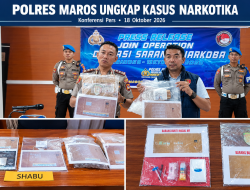 GEMPUR JARINGAN NARKOBA, POLRES MAROS UNGKAP 100,47 GRAM SABU DAN 54 BOTOL LIQUID SINTETIS
